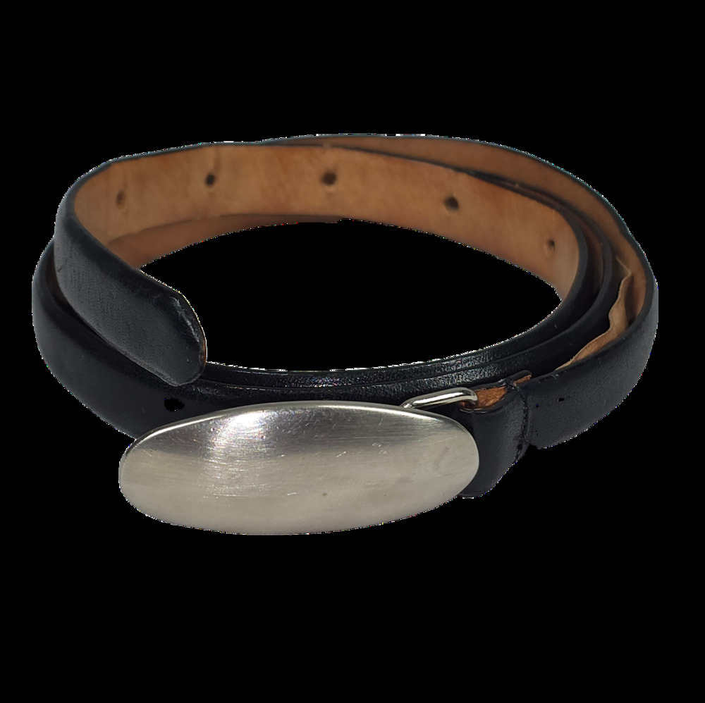 CLASSIQUES ENTIER VINTAGE LEATHER BELT – BLACK – OVAL BUCKLE – WOMEN’S SIZE M